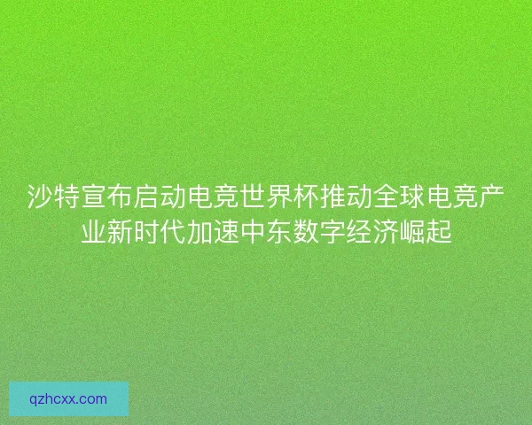 沙特宣布启动电竞世界杯推动全球电竞产业新时代加速中东数字经济崛起