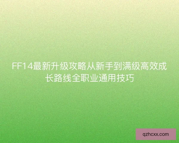FF14最新升级攻略从新手到满级高效成长路线全职业通用技巧