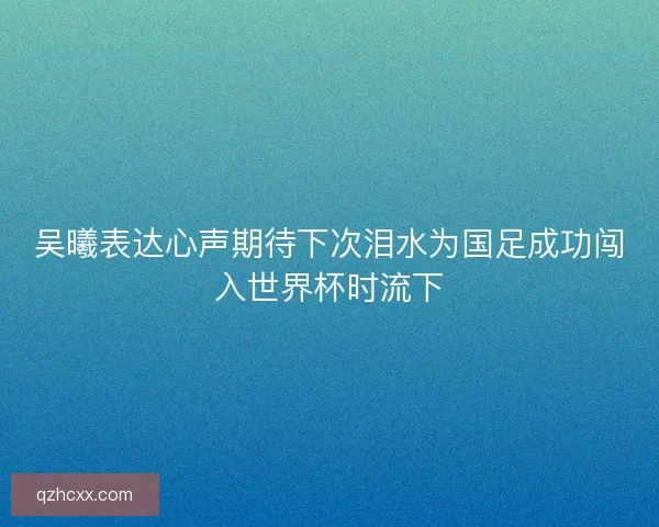 吴曦表达心声期待下次泪水为国足成功闯入世界杯时流下 吴曦表达心声期待下次泪水为国足成功闯入世界杯时流下